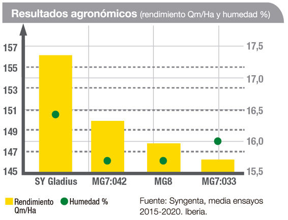 Gráfico Maíz Resultados agronómicos SY Gladius