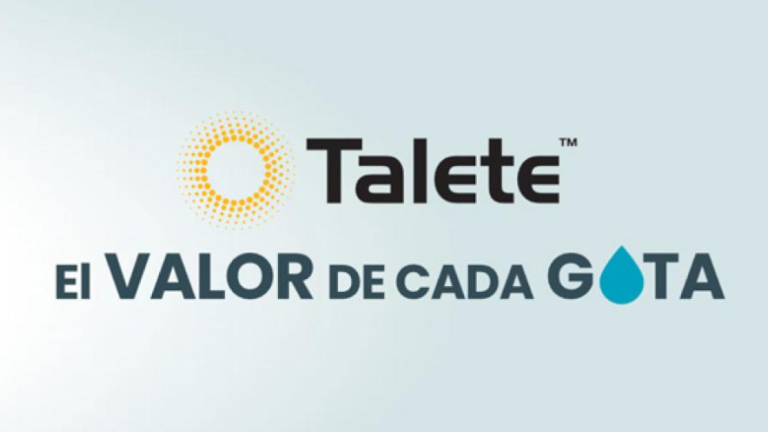 Logotipo de Talete con el texto “El valor de cada gota” y una gota azul